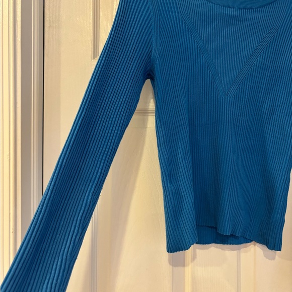 Mango Vibrant Blue Ribbed Long Sleeve Top - Picture 4 of 5